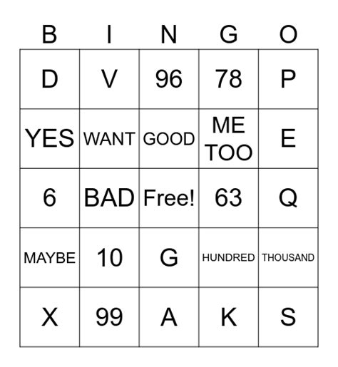 Asl Bingo Card