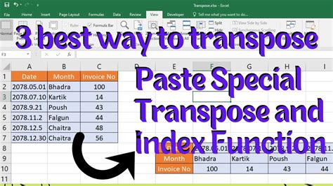 3 Way To Convert Rows To Column With Transpose In Excel Transpose Index Rows And Columns