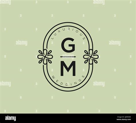 Gm Initials Letter Wedding Monogram Logos Template Hand Drawn Modern