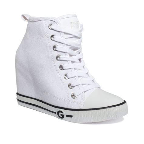 G By Guess Womens Majestey Wedge High Top Sneakers In White Lyst