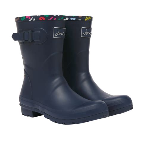 Joules Molly Mid Height Printed Wellies Navy Bee