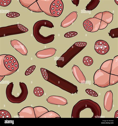 Seamless Pattern With Sausages Stock Vector Image Art Alamy