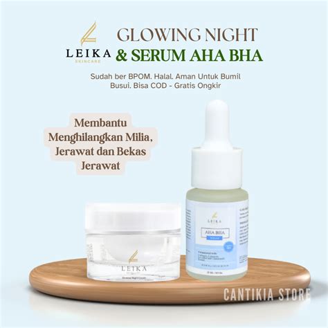 Jual Leika Skincare Khusus Milia Milea Glowing Night Cream Serum Aha