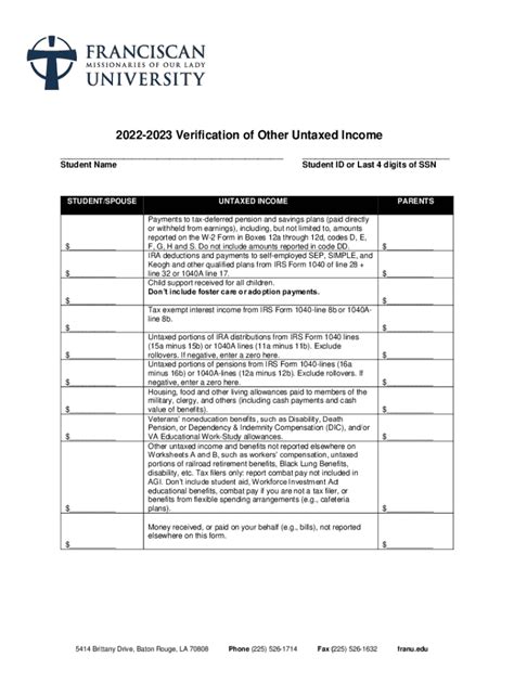 Fillable Online Verification Of Other Untaxed Income