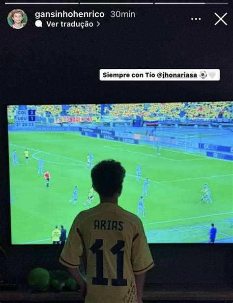 Filho de Ganso faz postagem torcendo por Jhon Arias em jogo da Colômbia