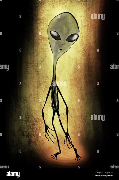 Illustration of a Supernatural Alien sighting creature Stock Photo - Alamy