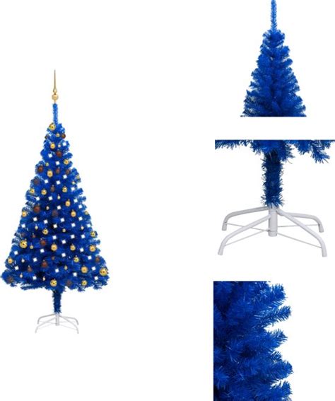 Vidaxl Kunstkerstboom Cm Blauw Led Verlichting Met