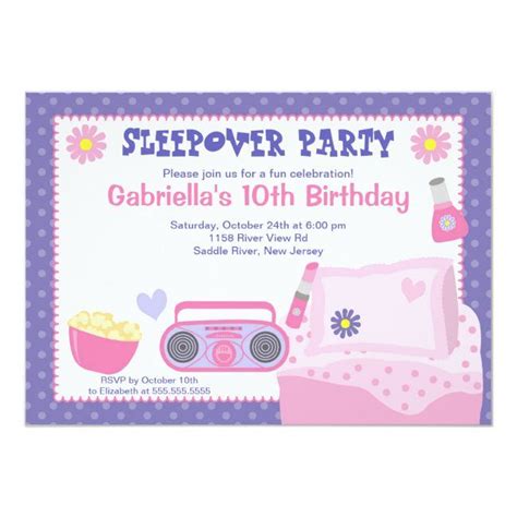 Purple Slumber Party Fun Birthday Invitation Zazzle Slumber Party