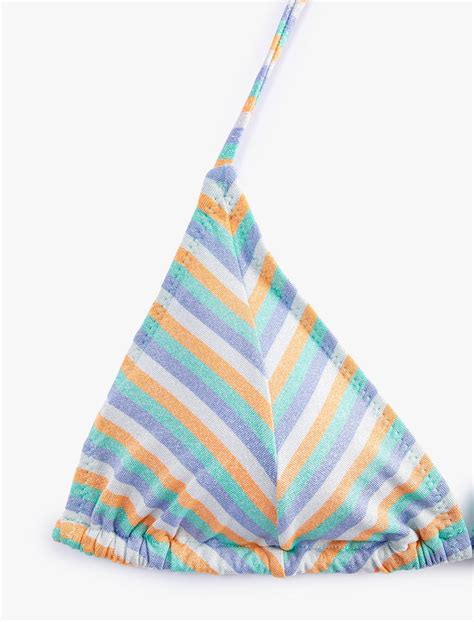 Mavi Kadın Üçgen Bikini Üstü Boyundan Bağlamalı SAK MM Koton