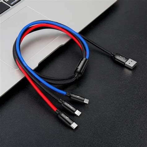 Baseus Three Primary Colors 3in1 USB To Micro USB Lightning Type C