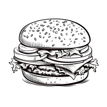 Arte De Linha De Hamb Rguer De Fast Food Png Comida R Pida Comida