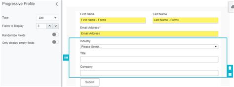 Configuring A Progressive Profile In List Mode For The Design Editor