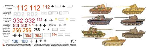 7 Versions Panther Markings Set 2 Peddinghaus 2137 Decals 187