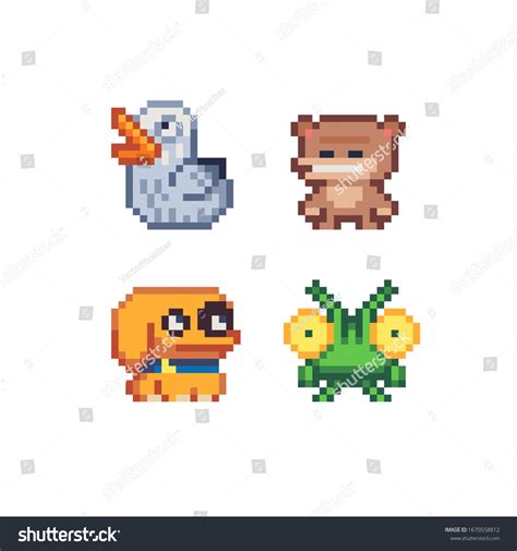 Cute Animals Pixel Art Icons Set Stock Vector (Royalty Free) 1670558812 ...