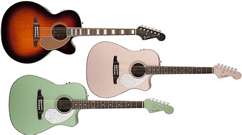 Fender AcousticsのKingman Jumboに3カラーサンバースト追加Sonoran SCEはShell Pink