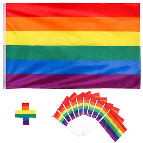 Whaline Regenbogen Flagge Set LGBT Pride Fahne 150 X 90 Cm Rainbow