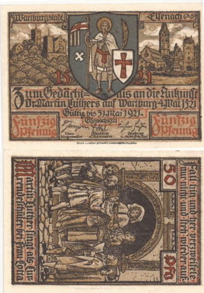 Pfennig Luther Jubilee Series Ciudad De Eisenach Turingia