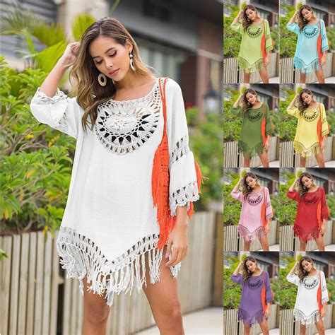 Sexy Beach Cover Up Women Summer Swimsuit Bikini Loose Cover Up Hollow