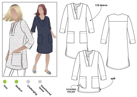 Roslyn Tunic Dress Sewing Pattern – Casual Patterns – Style Arc