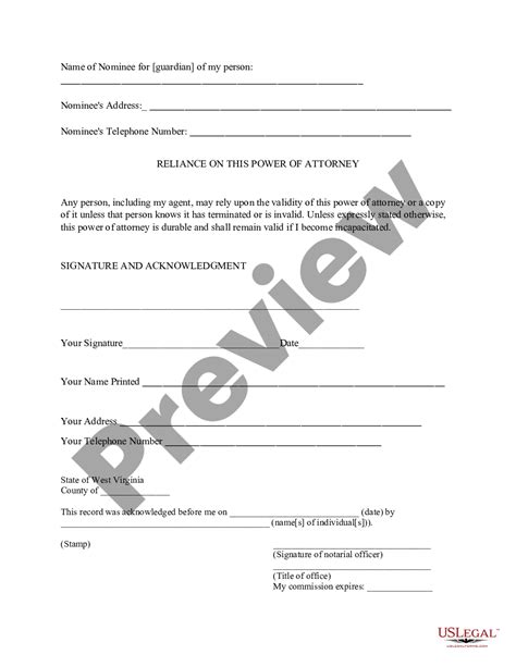 West Virginia Statutory Power Of Attorney Power Attorney Form Us