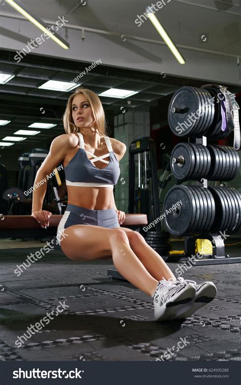 Sexy Blonde Trainer Posing Sports Gym Stock Photo 624935288 Shutterstock