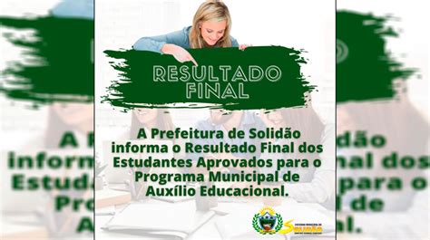 Prefeitura de Solidão divulga Resultado Final dos Estudantes Aprovados