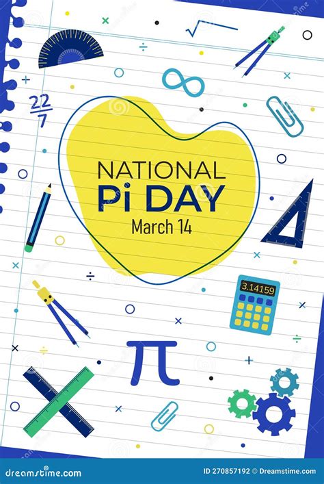 National Pi Day Vertical Poster Vector Illustration March 14 Awareness