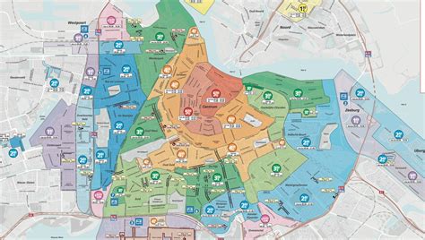 Free parking Amsterdam map - Map of free parking Amsterdam (Netherlands)