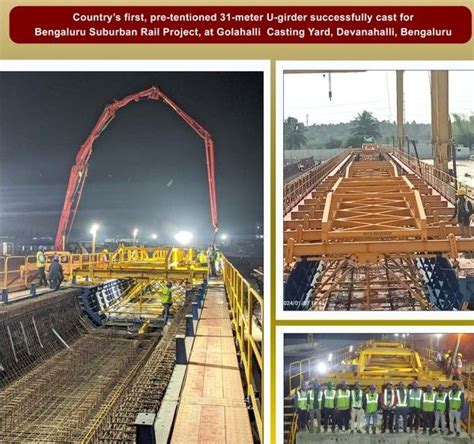 Countrys First 31 Meter U Girder Successfully Cast For Bangalore Sub