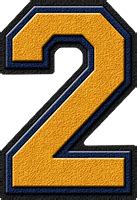 Presentation Alphabets Gold Navy Blue Varsity Numeral 2