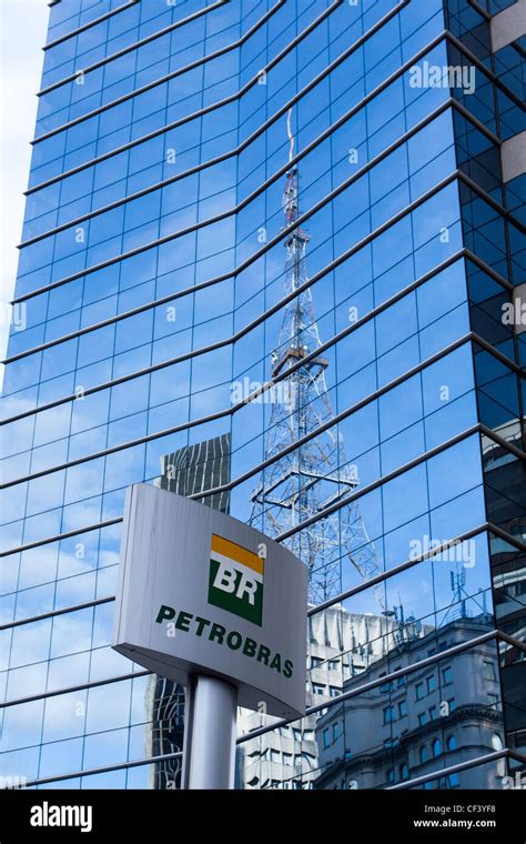 The corporate logo of the oil company Petroleo Brasileiro SA (Petrobras ...