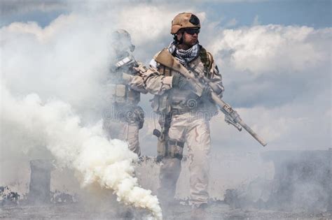 Navy SEALs in action stock photo. Image of warfare, rifle - 60780692