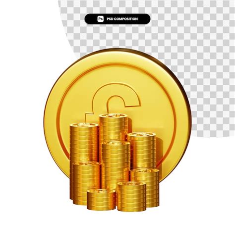 Premium Psd Stack Of Golden Coins In 3d Rendering Isolated