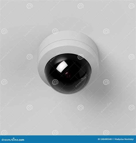 Home Or Outdoor Security Camera Isolated On White Wall Or Ceiling Stock