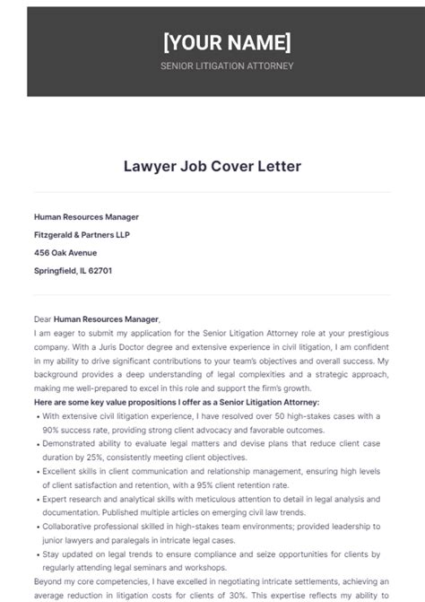 Free Lawyer Job Cover Letter Template Edit Online And Download