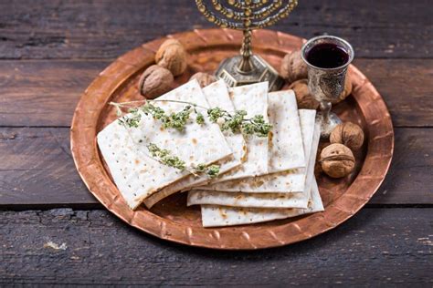 Passover The Feast Of Unleavened Bread Matzah Bread And Red Wine