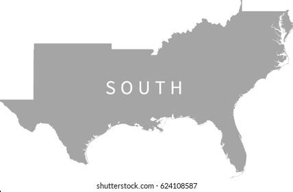 South Region Us Map Stock Vector (Royalty Free) 624108587 | Shutterstock