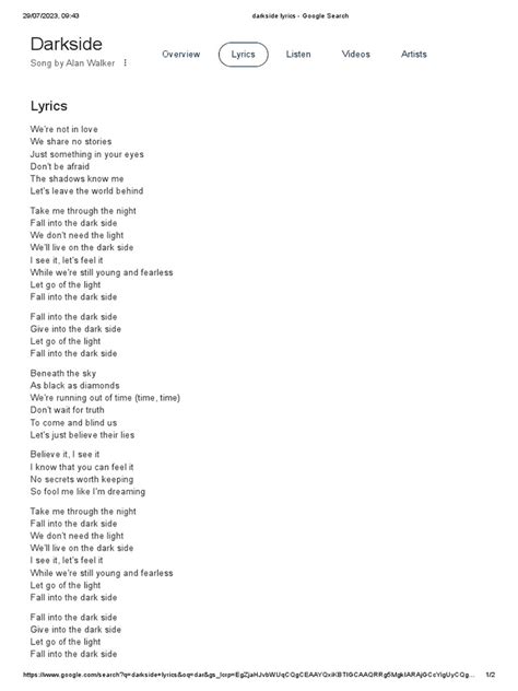 Darkside Lyrics | PDF