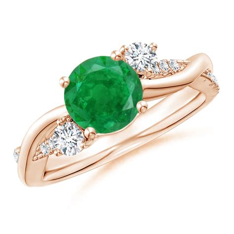 Nature Inspired Emerald Diamond Twisted Vine Ring Angara Uk