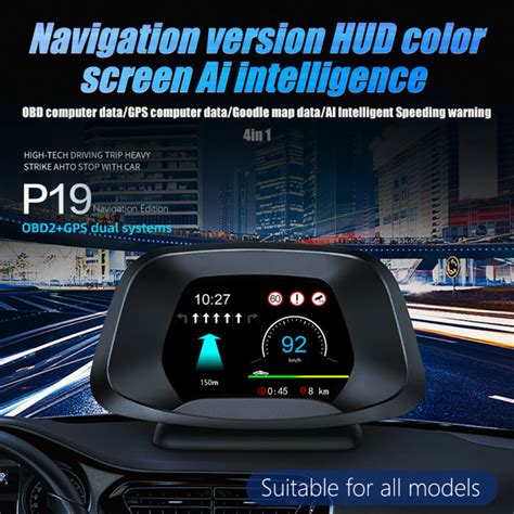 P10 Car Hud Head Up Display Smart Digital Speedometer With Obd2euobd