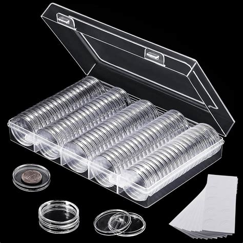 Yaxidaever 100pcs Coin Holder Capsulesplastic Coins Case Container