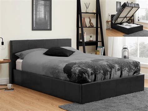 Birlea Berlin 4ft6 Double Black Faux Leather Ottoman Bed Frame