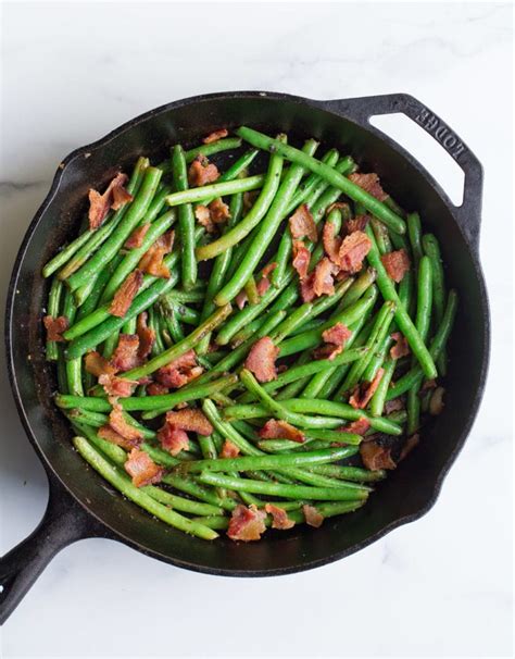 Skillet Green Beans With Bacon Wholesomelicious