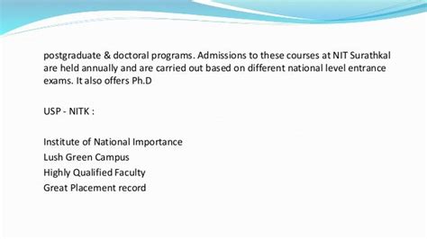 National Institute Of Technology Surathkal Nit Surathkal Courses Ppt