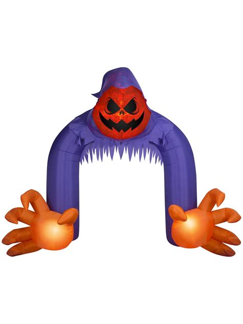 Gemmy Halloween Inflatable Jack O Lantern Reaper Archway With Swirling