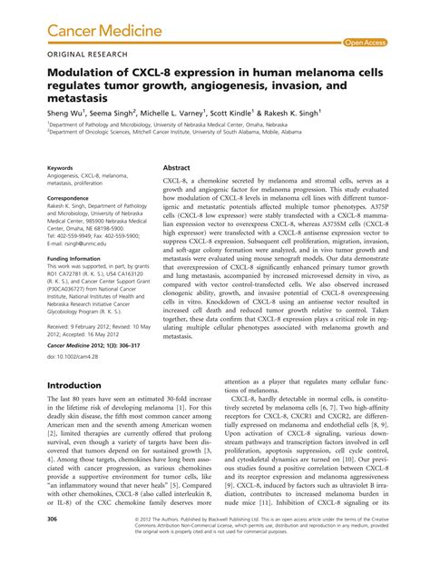 SOLUTION Modulation Of Cxcl 8 Expression In Human Melanoma Cells