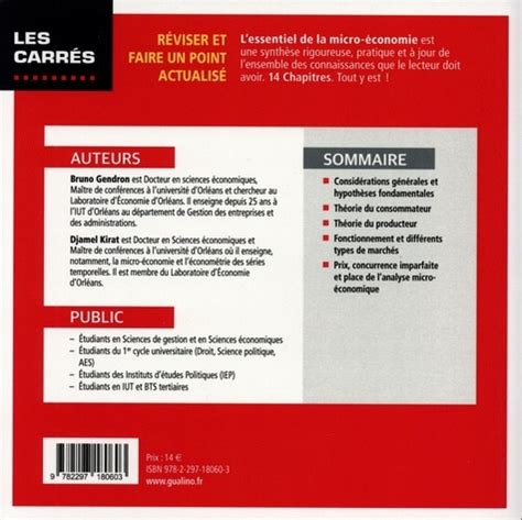 L essentiel de la micro économie de Bruno Gendron Grand Format