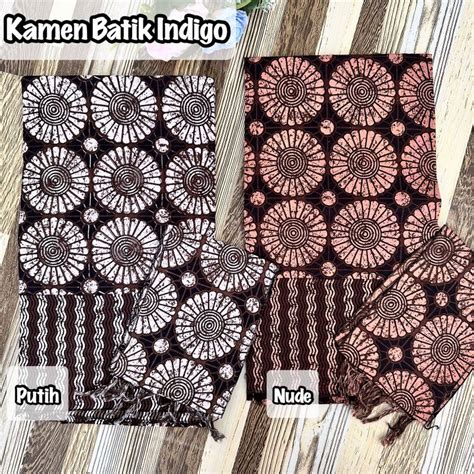 Jual Kamen Lembaran Bali Katun Batik Indigo Set Selendang Terbaru