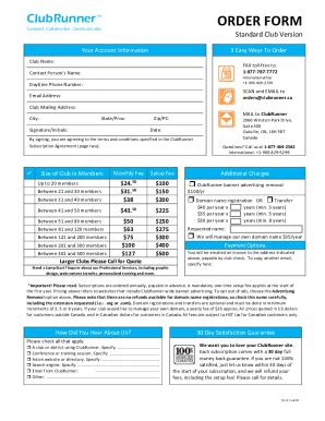 Fillable Online Clubrunner Order Form Fax Email Print Pdffiller