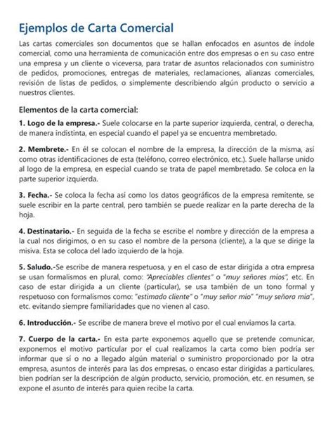 Ejemplos Y Elementos De Carta Comercial Cartasymodelos Udocz